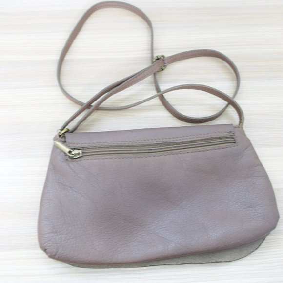 Brown Leather Clutch Crossbody‎ Sling Italian Purse Small Camel Genuine ITALY - Picture 8 of 12